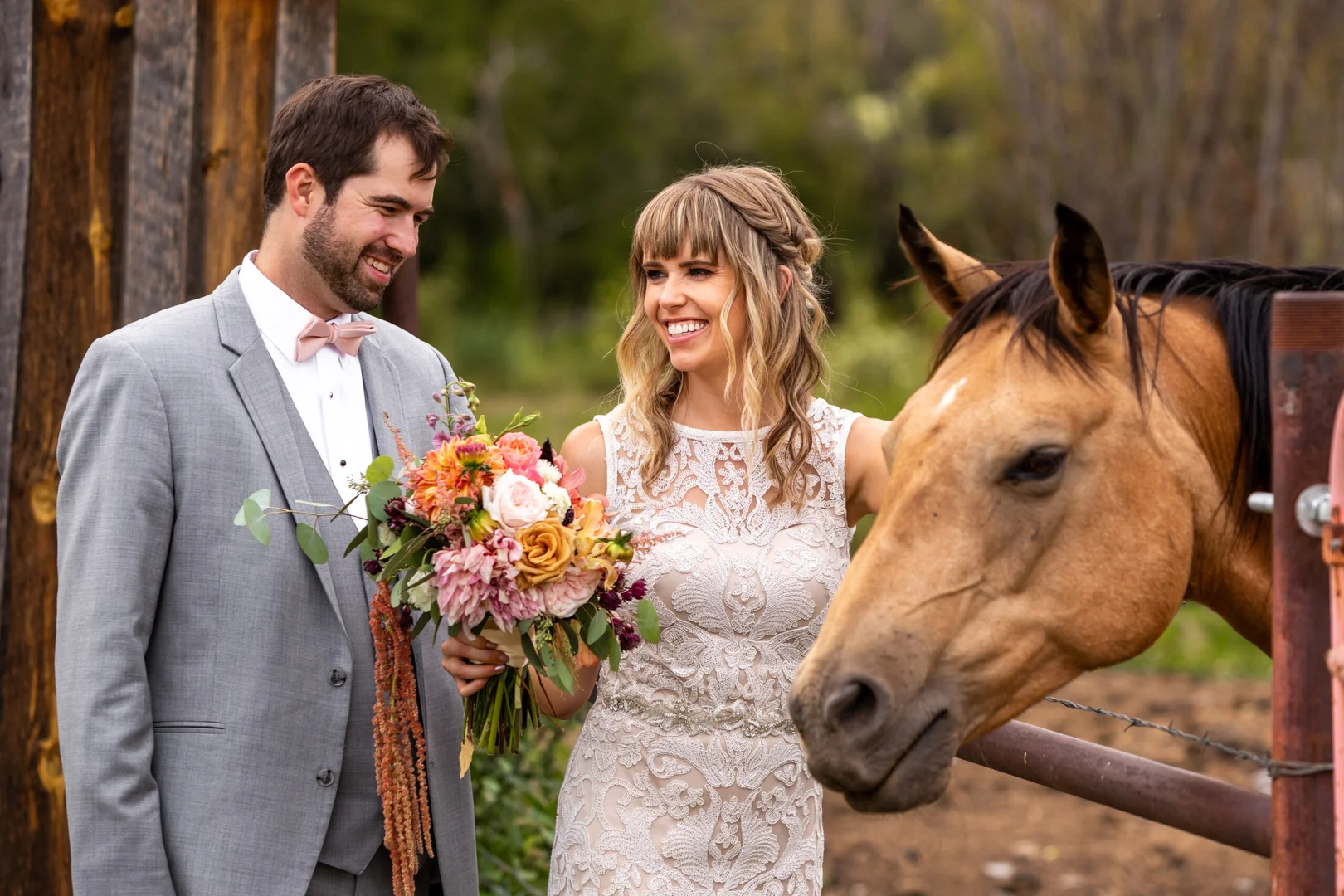 Wedding party at the ranch