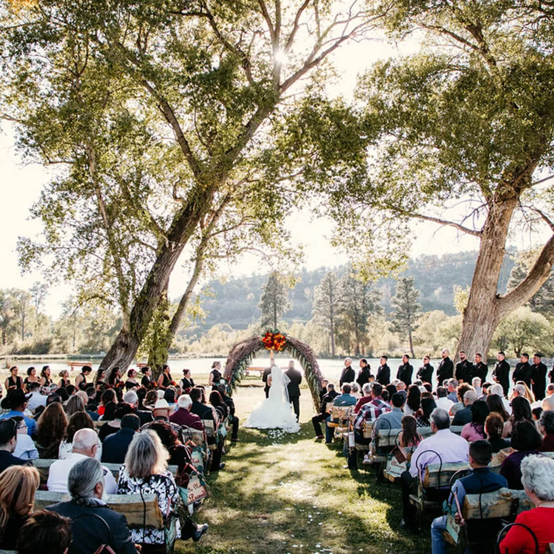 Lakeside ceremony setup